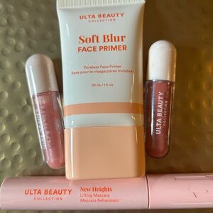 NWT Ulta Beauty Makeup Set Soft Blur Face Primer Lipgloss & New Heights Mascara